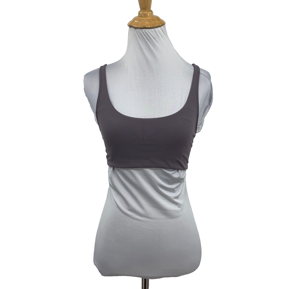Vuori Sports‎ Bra Womens S Small Purple Grey Yosemite Multi Strap Open Cage Back